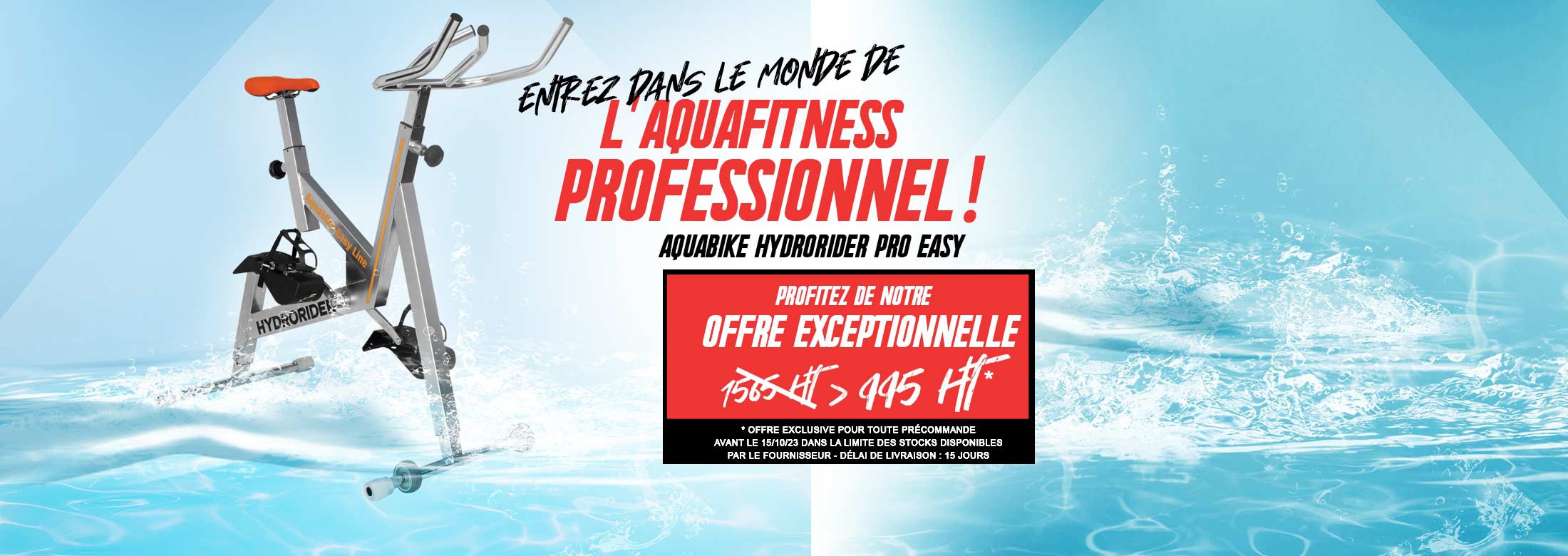 Avec l’aquabike Hydrorider Pro Easy, vous entrez dans le monde de l’aquafitness professionnel ! 
